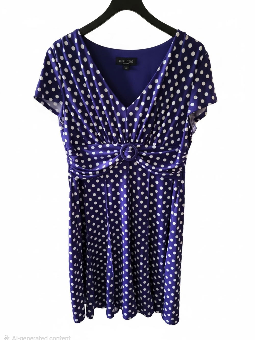 NWT Perceptions Purple Dress with White Polka Dots and Ring Detail